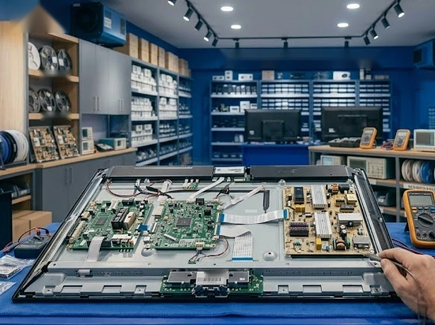 Inside the RV Electronics TV service centre in Kukatpally